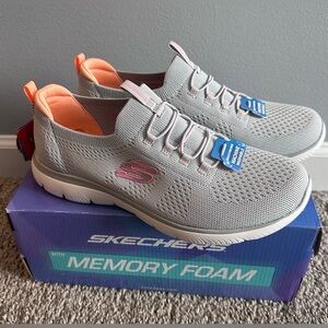 Skechers Summits - Top Player Gray/Multi Mesh Slip-On Wide Fit Sneakers